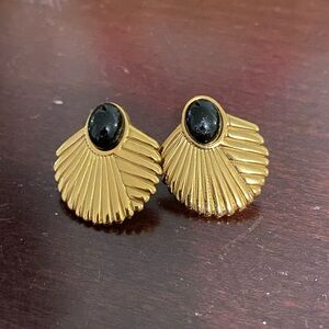 Elegant Gold and Black Shell Earrings